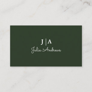 Stylish Professional Simple Monogram Minimal Green Business Card