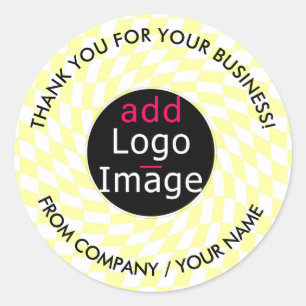 Stylish Professional Thank You Custom Checkered Classic Round Sticker