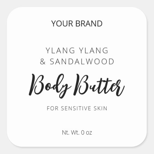Stylish Professional White Body Butter Labels