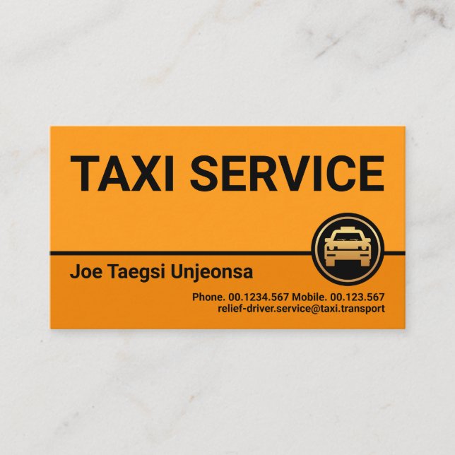 Stylish Professional Yellow Taxi Colors Business Card (Front)