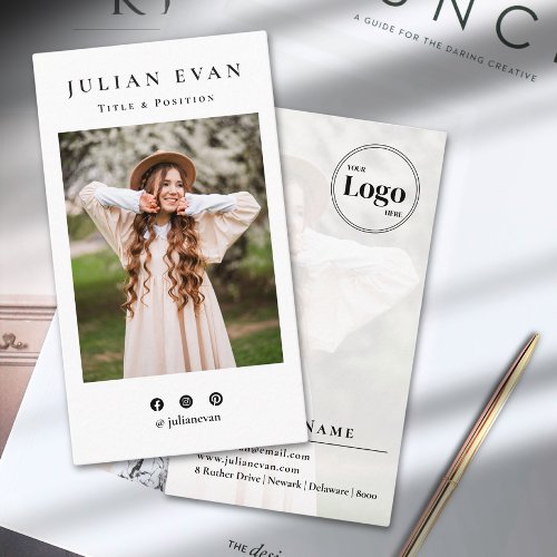 Stylish Profile Photo White Business Card