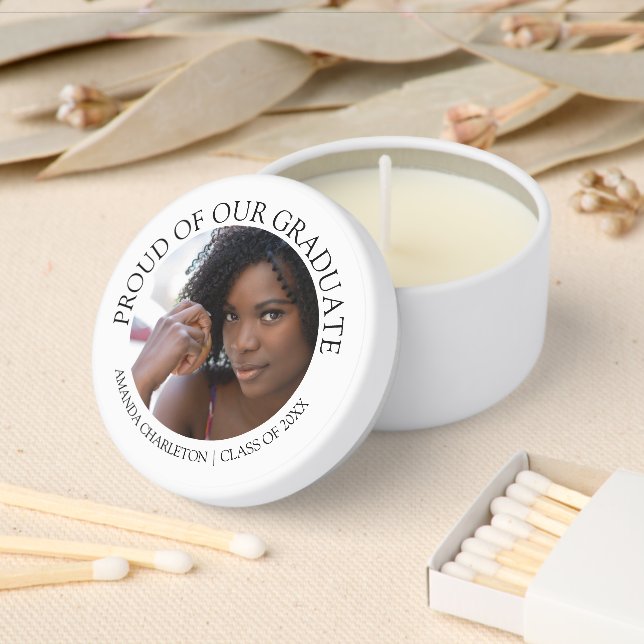 Stylish Proud Of Our Graduate | Photo Mini Candle Favors (Insitu)