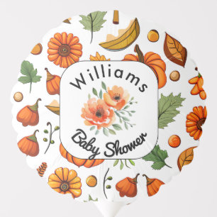 Stylish Pumpkin Floral Fall Baby Shower Balloon