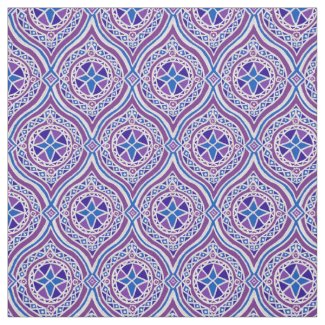 Stylish Purple and Blue Traditional Ogees Fabric