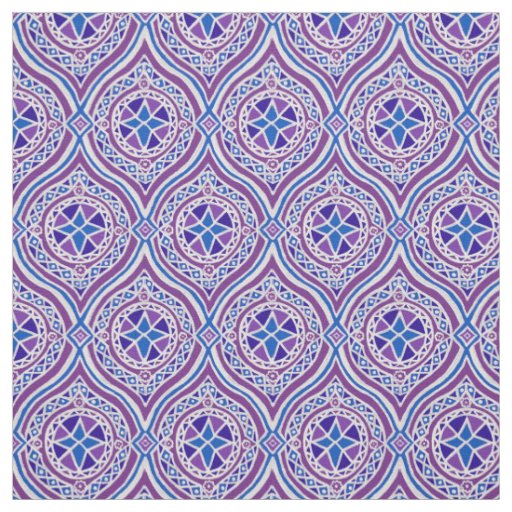 Stylish Purple and Blue Traditional Ogees Fabric