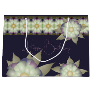 Stylish Purple And Floral Accented Large Gift Bag