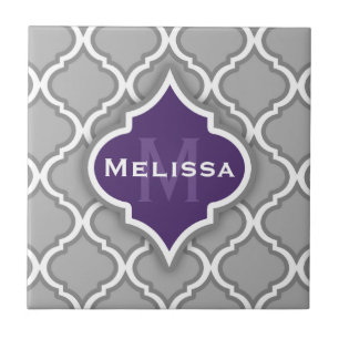 Stylish Purple and Gray Moroccan Tile Pattern