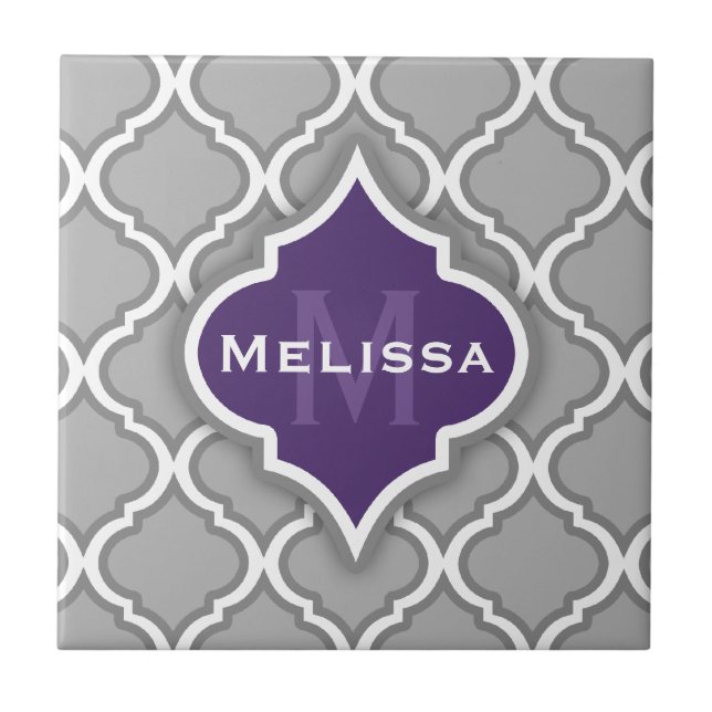 Stylish Purple and Gray Moroccan Tile Pattern (Front)