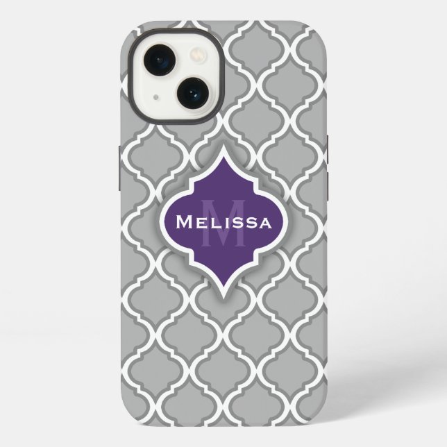 Stylish Purple and Gray Moroccan Tile Pattern Case (Back)