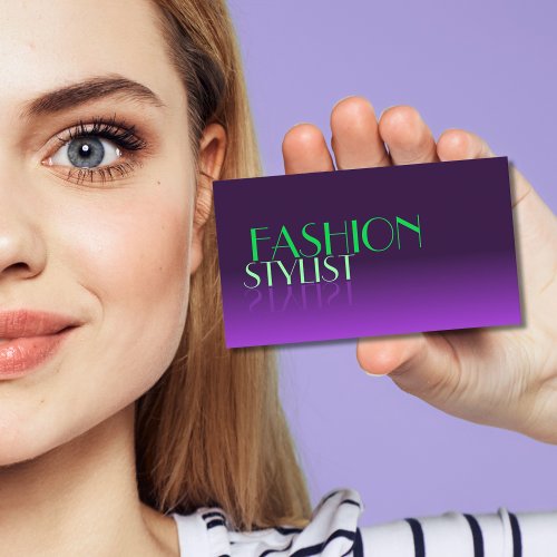 Stylish Purple and Green Mirror Font Professional Business Card