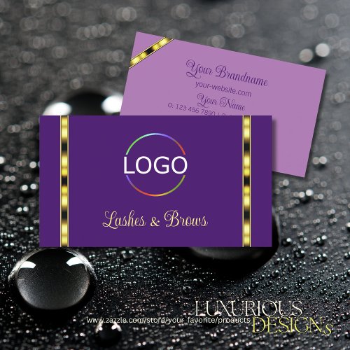 Stylish Purple and Lilac with Logo Professional Business Card