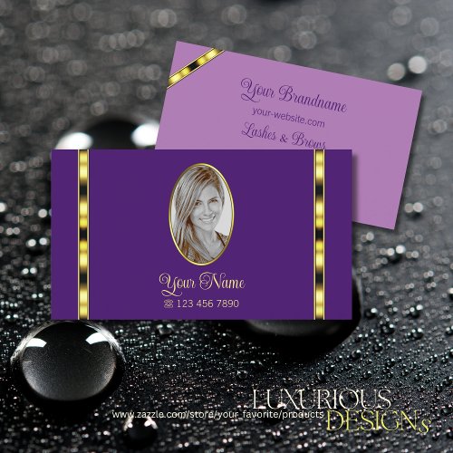 Stylish Purple and Lilac with Photo Professional Business Card