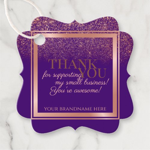 Stylish Purple and Rose Gold Packaging Thank You Favor Tags