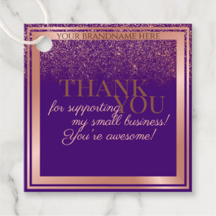 Stylish Purple and Rose Gold Packaging Thank You Favor Tags