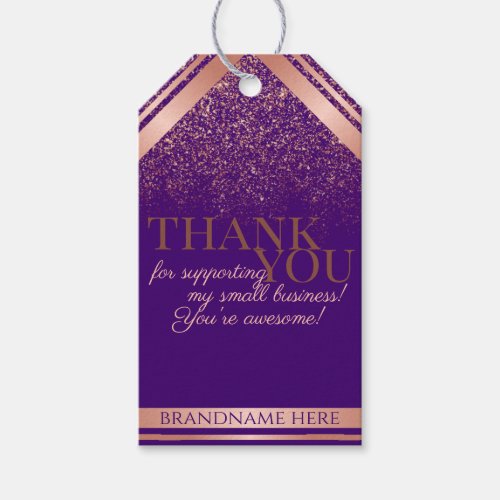 Stylish Purple and Rose Gold Packaging Thank You  Gift Tags