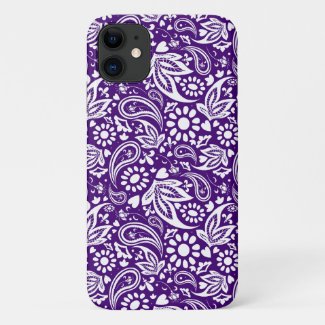 Stylish Purple and White Boho Paisley Patterned