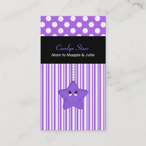Stylish Purple and White Star Mommy Card Business Cards