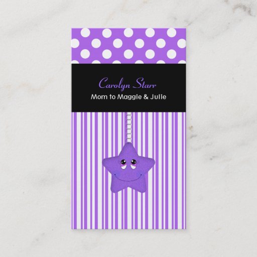 Customizable Stylish Purple and White Star Mommy Card Business Cards