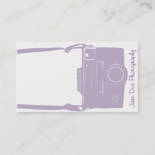 Stylish Purple and White Trendy Retro Film Camera Business Card Templates