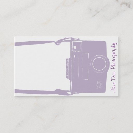 Customizable Stylish Purple and White Trendy Retro Film Camera Business Card Templates