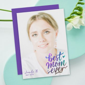 Stylish Purple Best Mothers Day Photo Brush Script