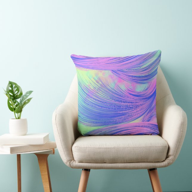 Stylish purple blue Abstract Feathers  Throw Pillow (Chair)