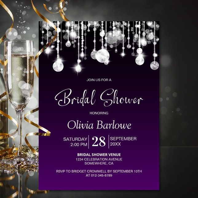 Stylish Purple Bridal Shower Invitation (Creator Uploaded)