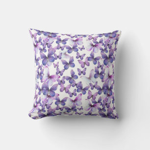 Stylish Purple Butterflies Pattern Throw Pillow