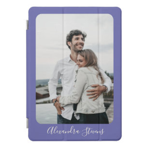 Stylish Purple Calligraphy Personalized Photo  iPad Pro Cover
