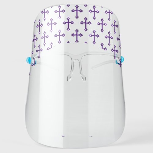 Stylish PURPLE CROSS with Customizable Text Face Shield