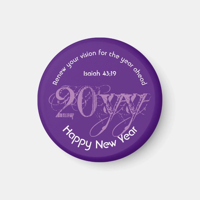 Stylish Purple Custom Any Year HAPPY NEW YEAR Magnet (Front)