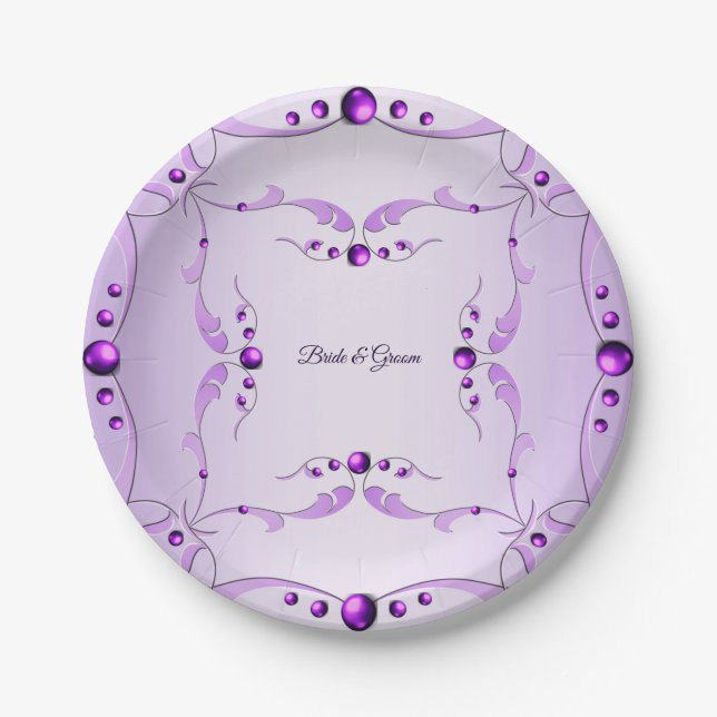 Stylish Purple Decorative Paper Plate (Front)
