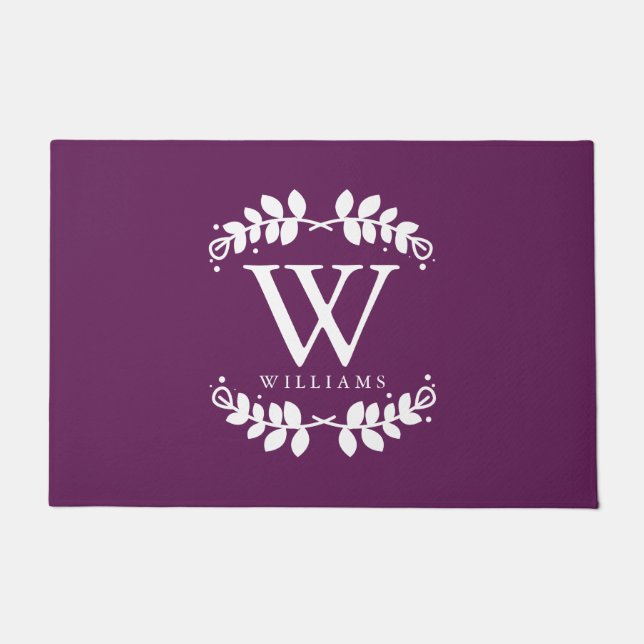 Stylish Purple Family Monogram Doormat (Front)