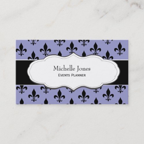 Stylish Purple Fleur de Lis business cards