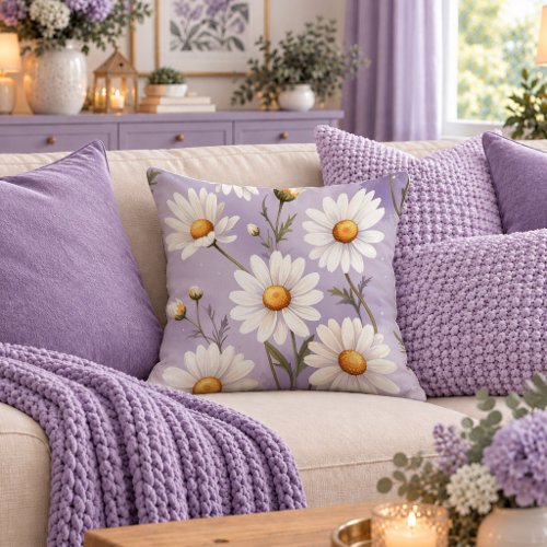 Stylish Purple Floral Accent Pillow Design Art
