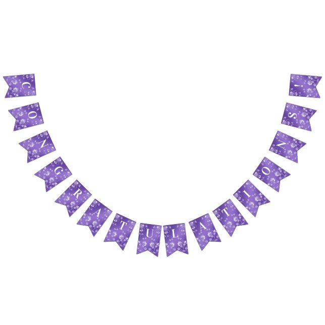 Stylish Purple Floral Bunting Flag (All)