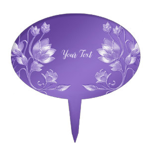 Stylish Purple Floral Cake Topper