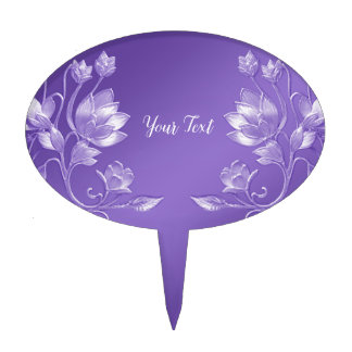 Stylish Purple Floral Cake Topper