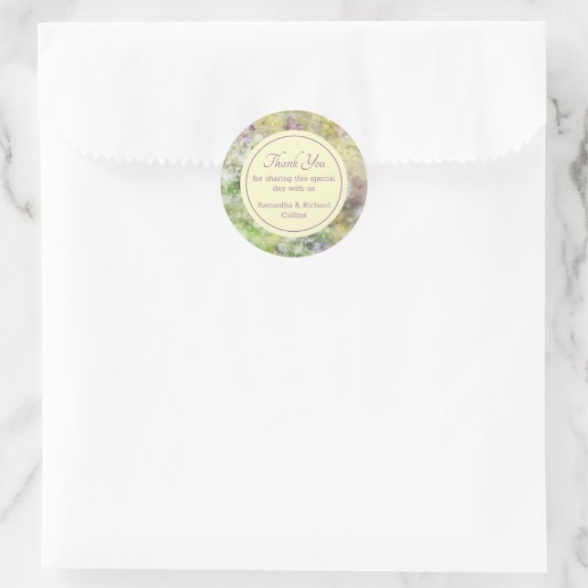 Stylish Purple Floral Classic Round Sticker (Bag)