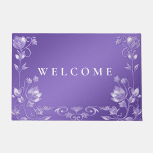 Stylish Purple Floral Doormat