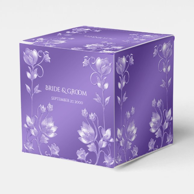 Stylish Purple Floral Favor Box (Front Side)