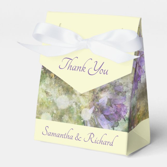 Stylish Purple Floral Favor Boxes (Front Side)