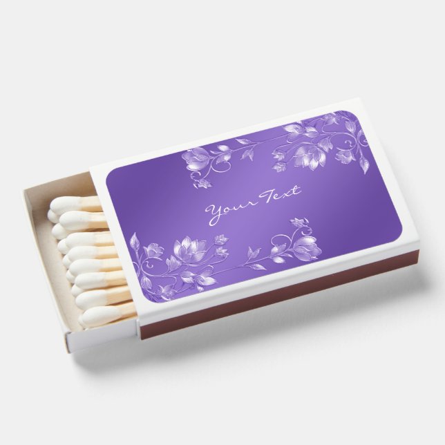 Stylish Purple Floral Matchboxes (Front Open)