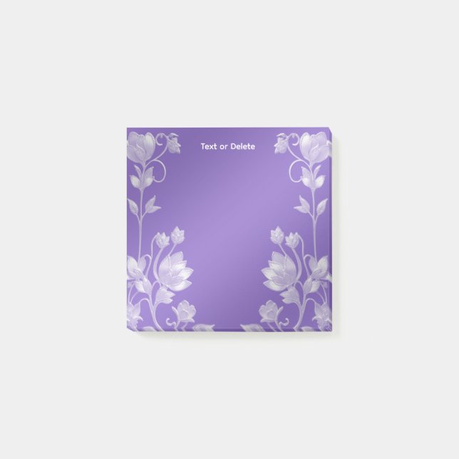 Stylish Purple Floral Post it Notes (Front)