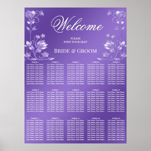 Stylish Purple Floral Seating Chart