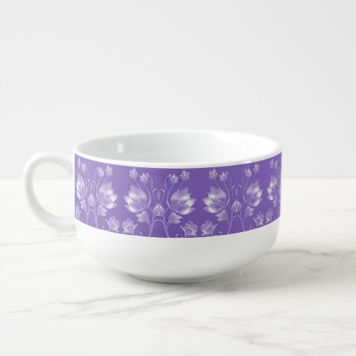 Stylish Purple Floral Soup Mug