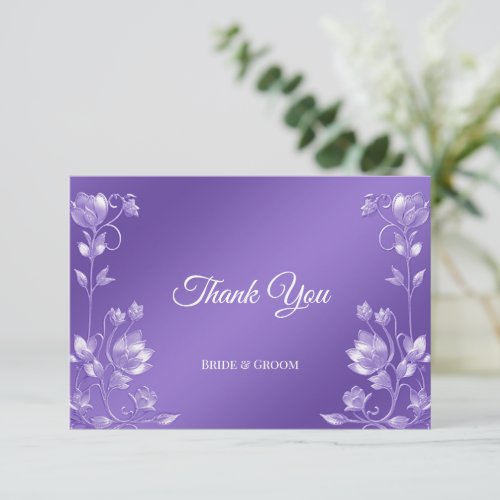 Stylish Purple Floral Thank You Card