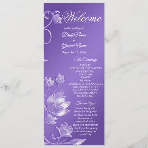 Stylish Purple Floral Wedding Program
