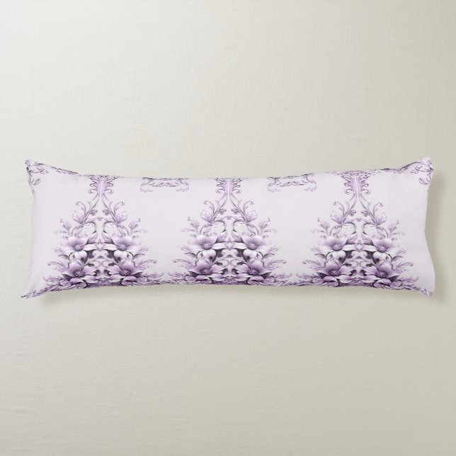 Stylish Purple Flowers Body Pillow (Front)