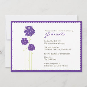 Stylish Purple Flowers Bridal Shower Invite